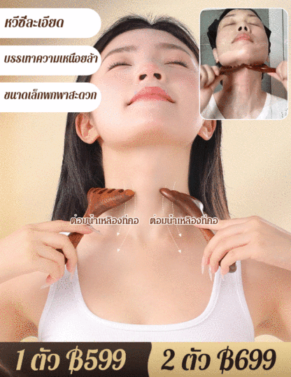หวีนวดเส้นเมริเดียน 6 ซี่ ไม้จันทน์