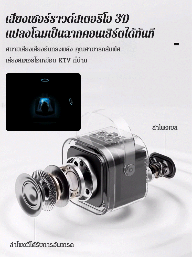 [ฟรีไมโครโฟนคู่] ลำโพงบลูทูธคาราโอเกะแบบพกพา