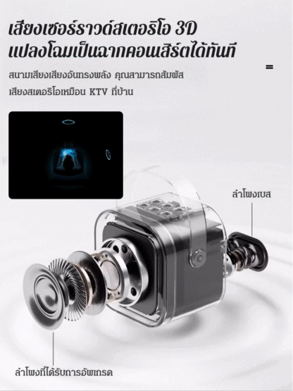 [ฟรีไมโครโฟนคู่] ลำโพงบลูทูธคาราโอเกะแบบพกพา