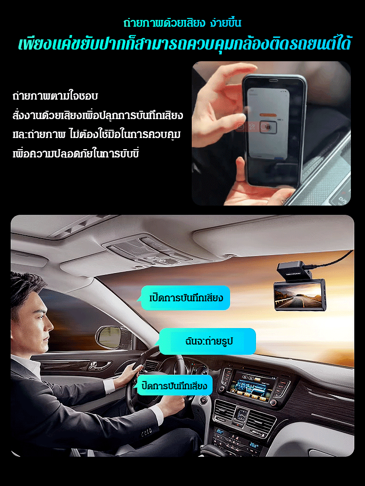 กล้องติดรถยนต์ความละเอียดสูง มองกลางคืนได้ GPS ถ่ายหน้า-หลัง