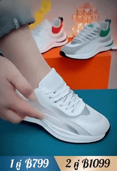 【ไม่ต้องใส่ถุงเท้า】รองเท้ากีฬาผ้าตาข่ายระบายอากาศ อ่อนนุ่มแมตช์ง่าย
