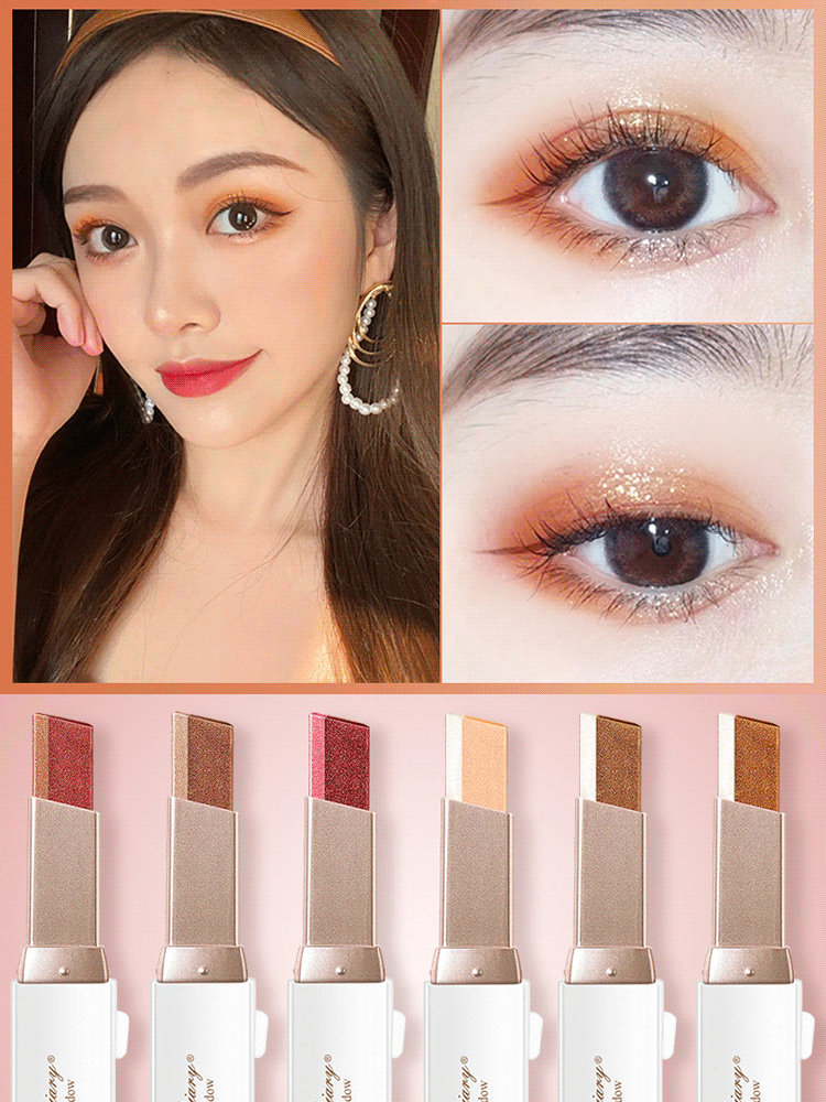 【ทาหนึ่งครั้งได้สีครบ】อายแชโดว์แบบแท่ง ไล่สีสองเฉดสี เนื้อกำมะหยี่