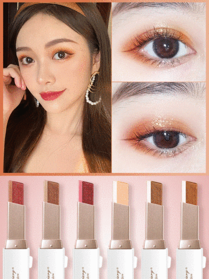 【ทาหนึ่งครั้งได้สีครบ】อายแชโดว์แบบแท่ง ไล่สีสองเฉดสี เนื้อกำมะหยี่