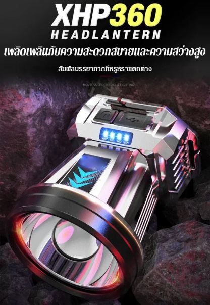 ไฟฉายคาดหัวลูดปัดไฟ XPG กำลังไฟสูงจากเยอรมัน รุ่นใหม่ (ใช้เป็นพาวเวอร์แบงค์ได้)