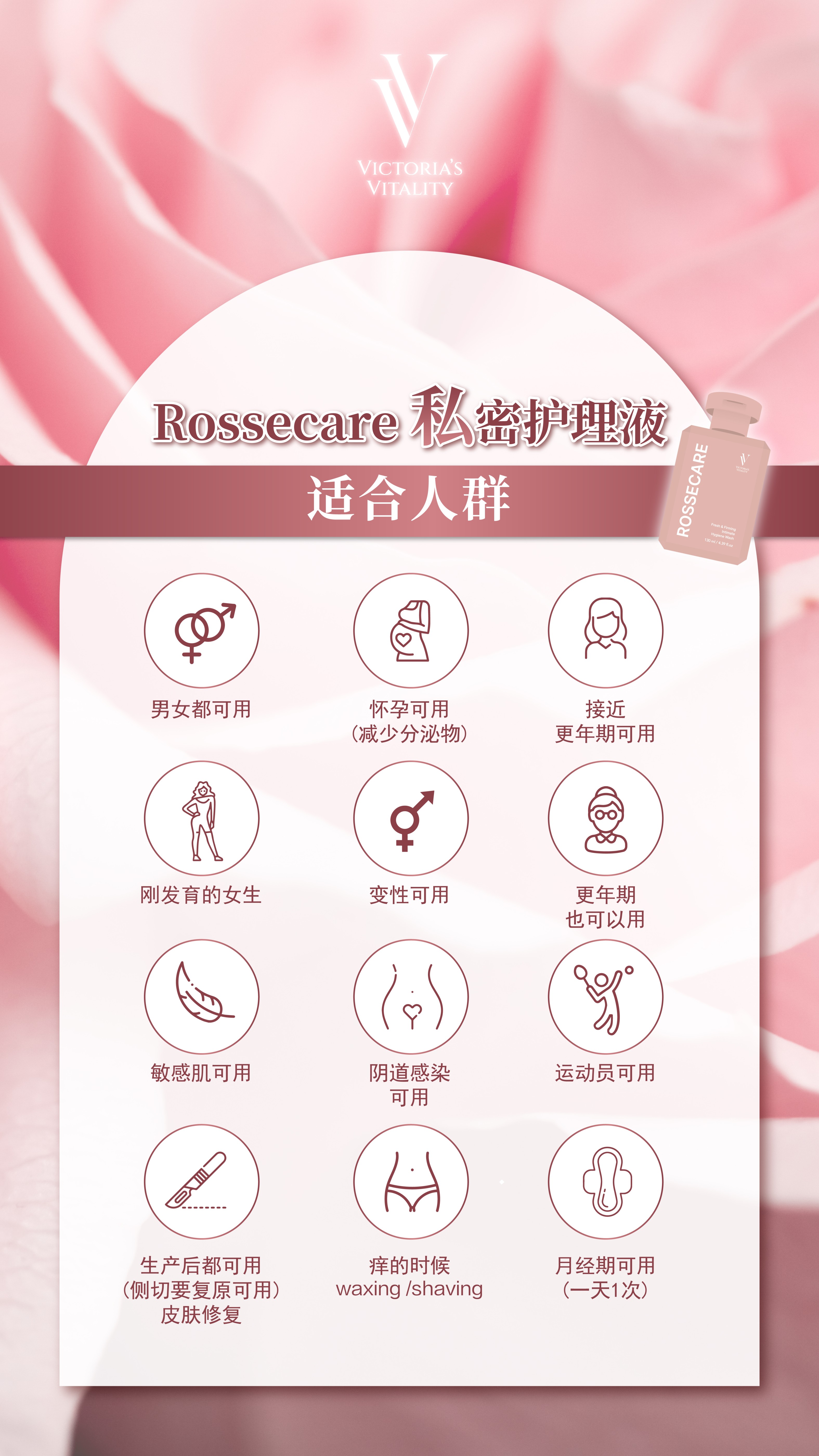 Rossecare 私密护理液🎀VV 妹妹爽肤水 Feminine Care Wash✨ 奢华享受，焕活肌肤