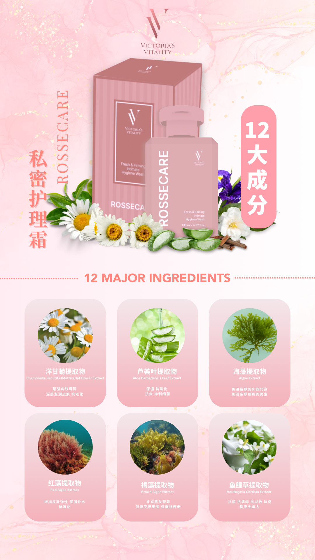 Rossecare 私密护理液🎀VV 妹妹爽肤水 Feminine Care Wash✨ 奢华享受，焕活肌肤