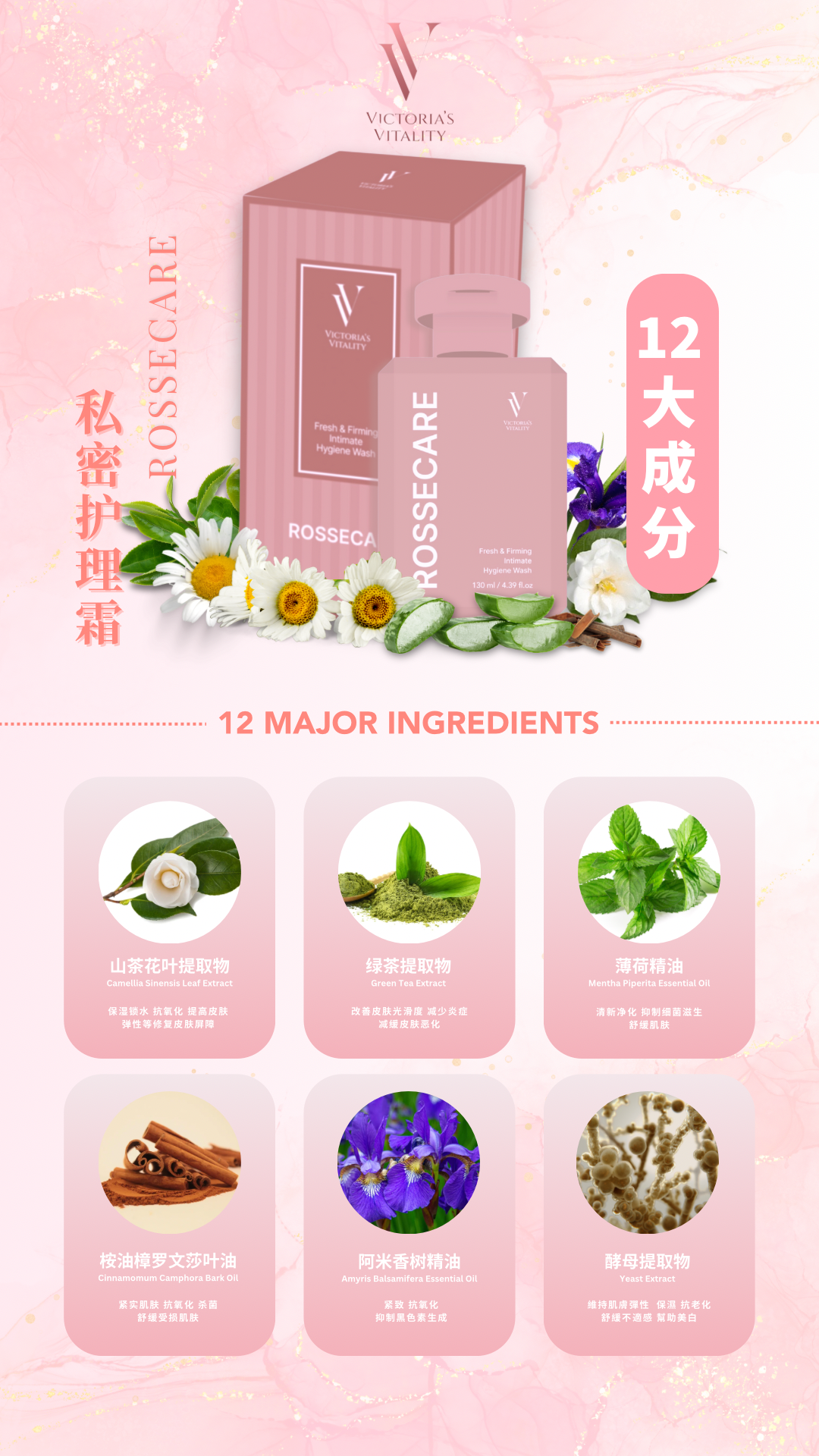 Rossecare 私密护理液🎀VV 妹妹爽肤水 Feminine Care Wash✨ 奢华享受，焕活肌肤