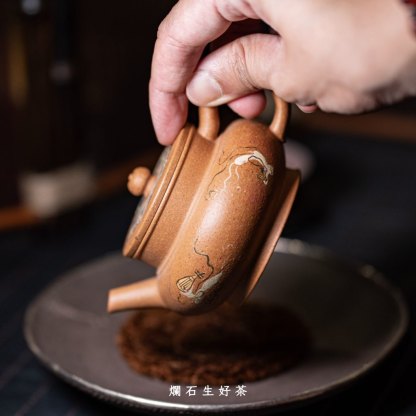 敦煌泥繪天樂禪修壺-石介落款｜原礦黃金段泥