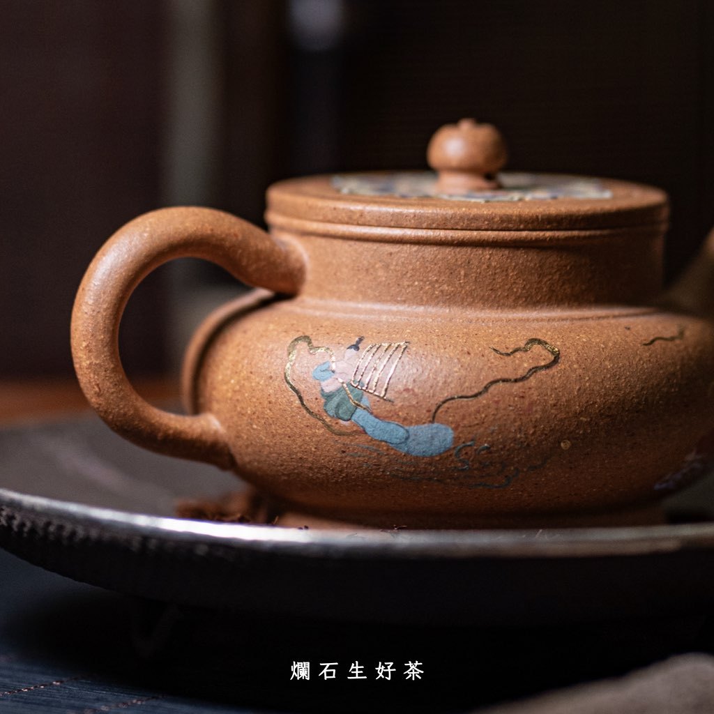 敦煌泥繪天樂禪修壺-石介落款｜原礦黃金段泥