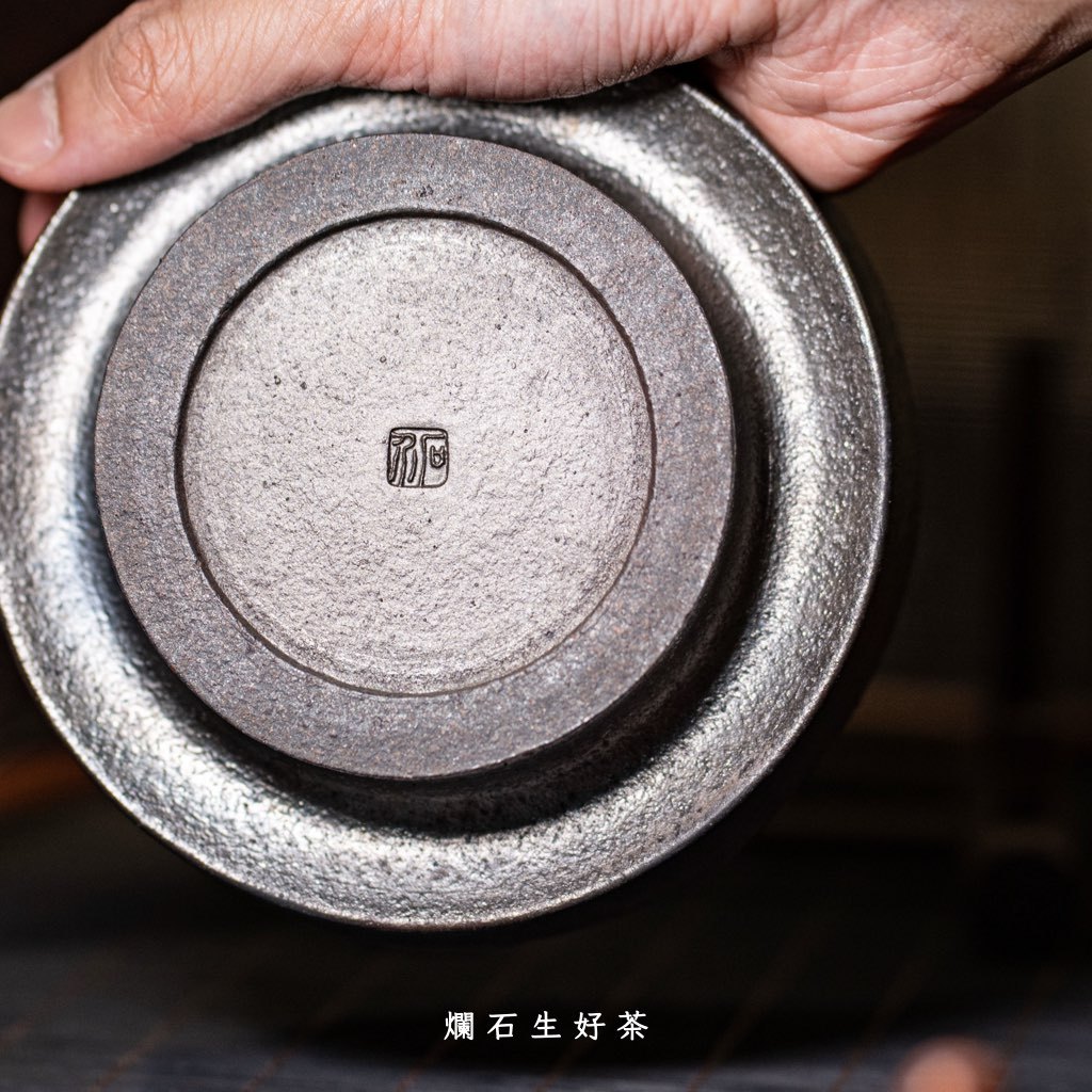柴燒天在水壺承-石介落款｜原礦天青紫泥