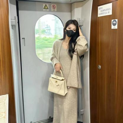 고급감 니트 가디건 원피스 투피스 세트복