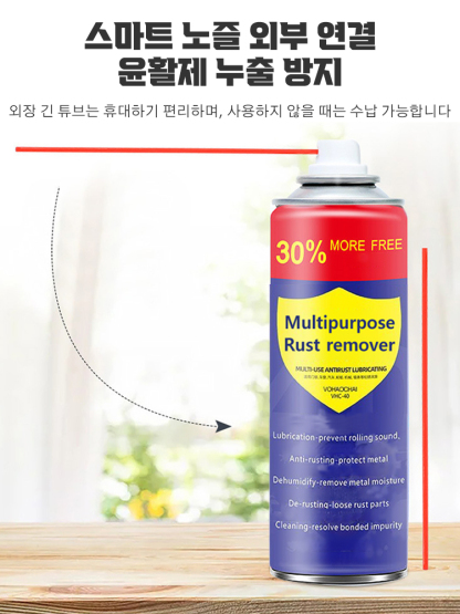 [녹제거+윤활+보호] 녹 제거 및 내마모 금속 윤활제, 이 녹제거제는 금속에 무해하며, 10분 후 녹이 제거됩니다.