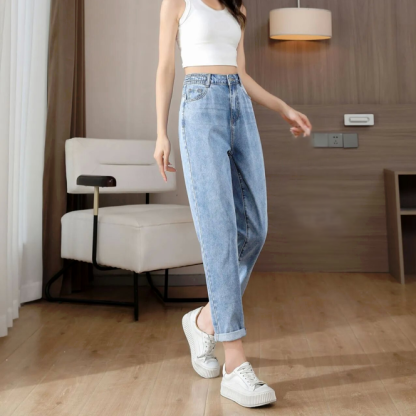 高腰九分休閒牛仔褲