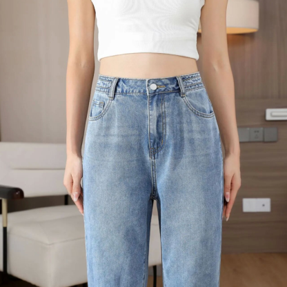 高腰九分休閒牛仔褲