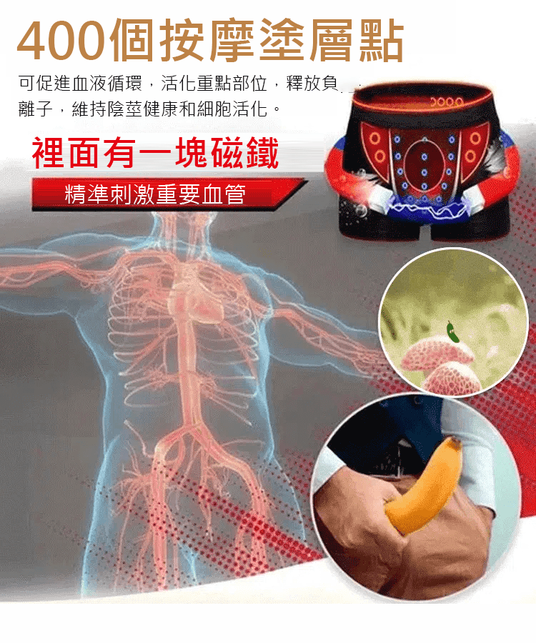 奢華磁石男內褲抗菌按摩粒