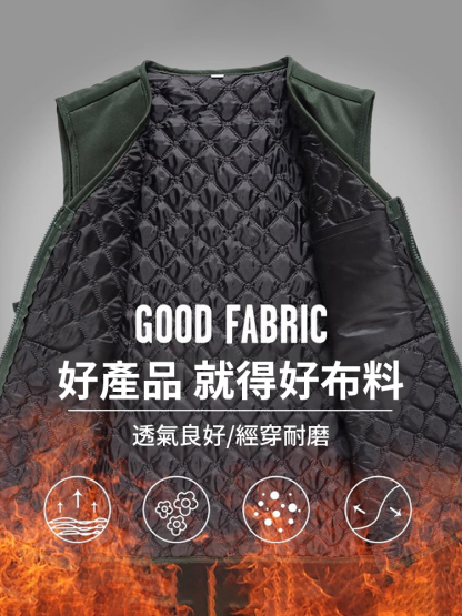 中老年馬甲男秋冬加棉加厚多口袋馬甲