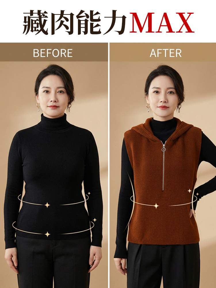 【年輕20歲】氣質顯瘦連帽馬甲