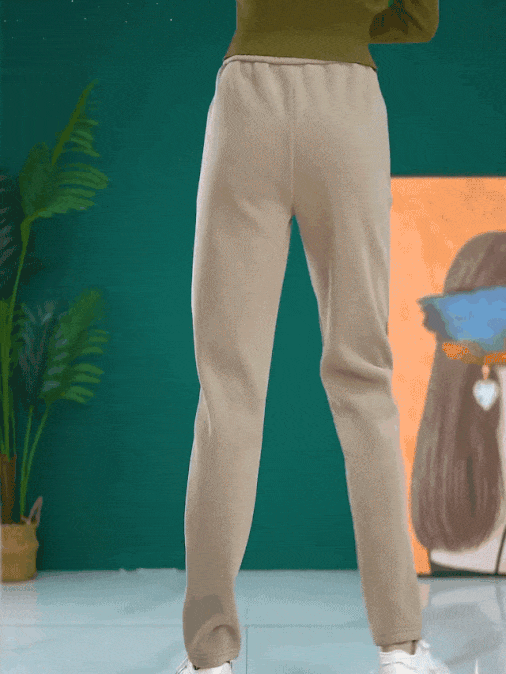 雪貂絨加厚高腰修身長褲