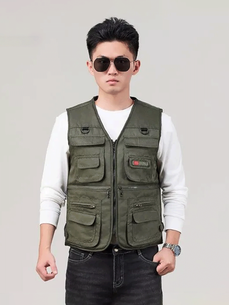 中老年馬甲男秋冬加棉加厚多口袋馬甲