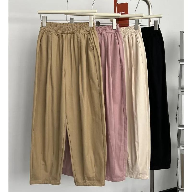 工裝泡泡褲女夏季高腰小號休閒褲寬鬆哈倫褲九分老爹水洗蘿蔔褲