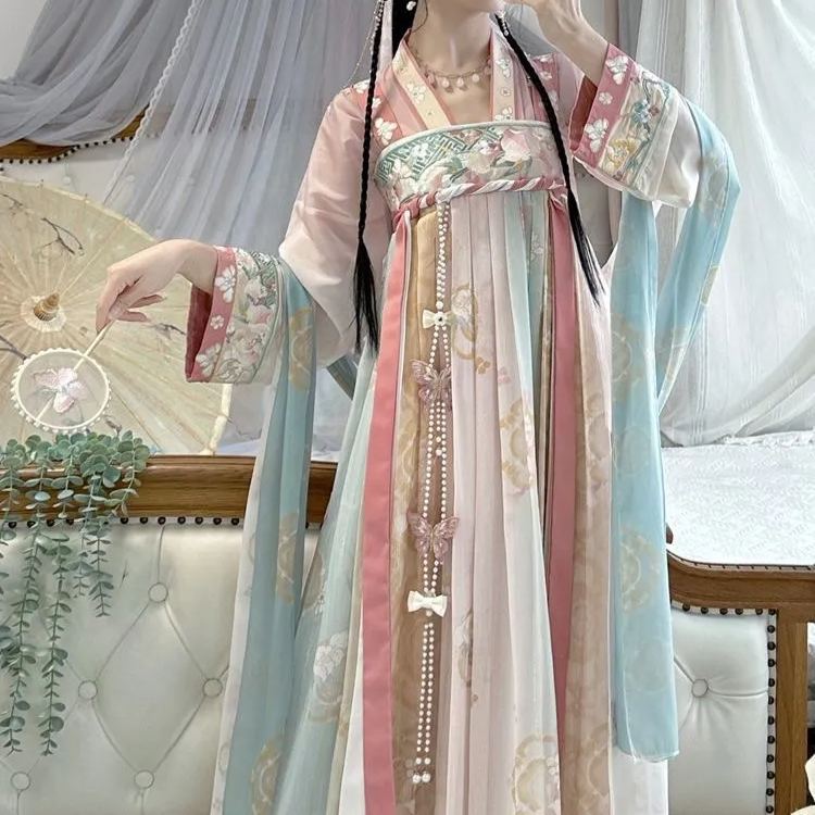 紫金漢服女瓊露玉霜胸漢元素春夏漢服日常漢元素優雅仙女閨蜜