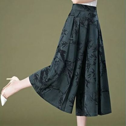 八分闊腿裙褲女夏季薄款高腰寬鬆休閒女褲夏中年媽媽女褲