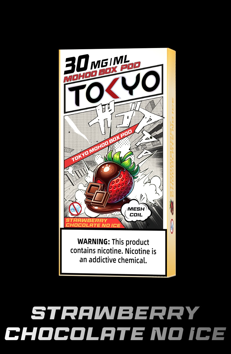 tokyoejuice mohoo box pod Strawberry Chocolate No Ice eliquid