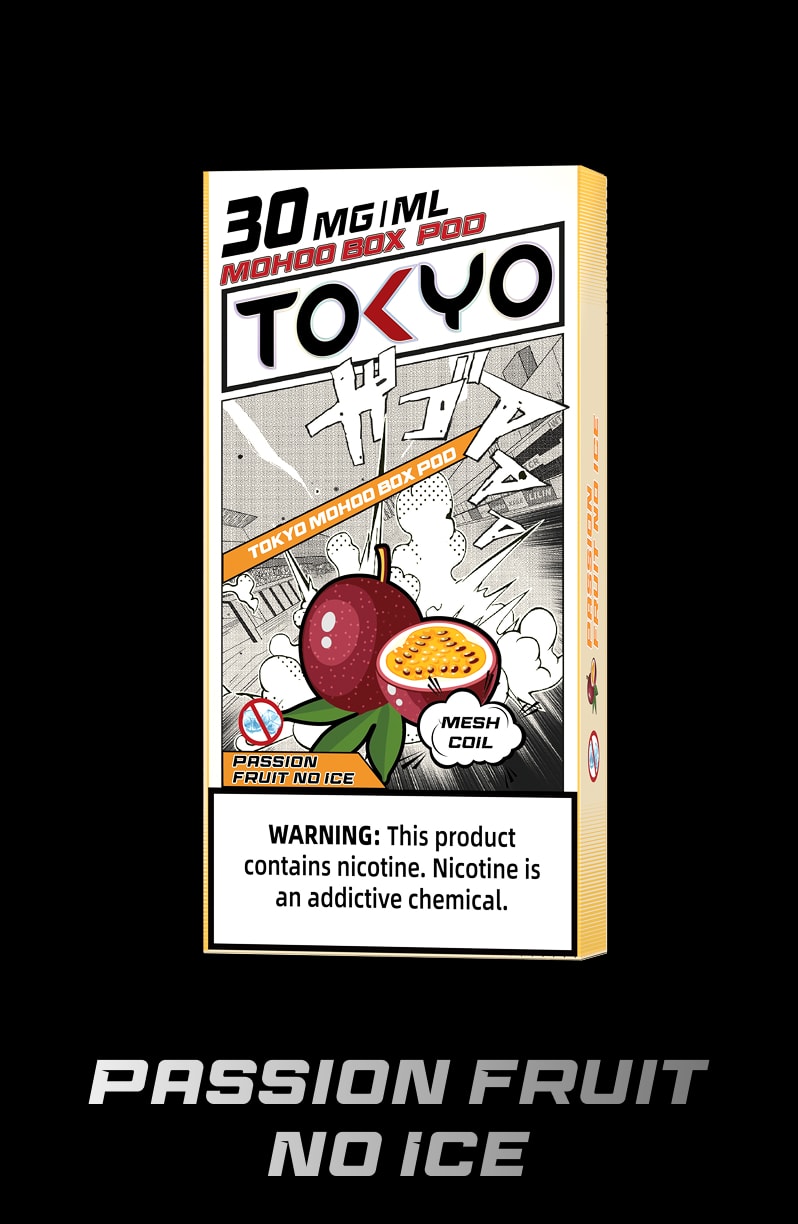 tokyoejuice mohoo box pod Passion Fruit No Ice eliquid