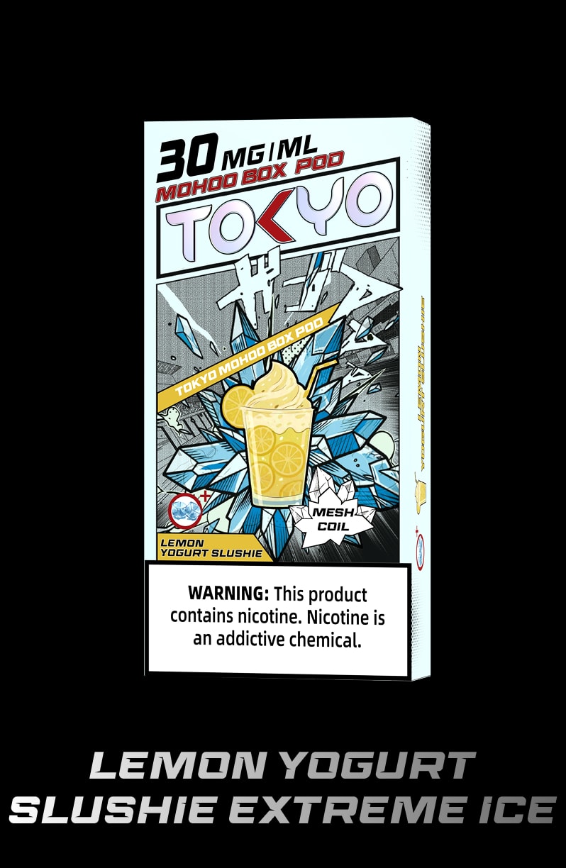 tokyoejuice mohoo box pod LEMON YOGURT SLUSHIE EXTREME ICE eliquid