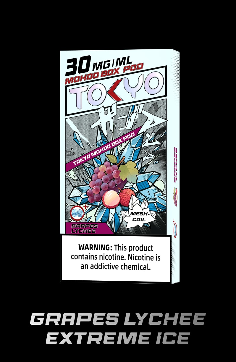 tokyoejuice mohoo box pod GRAPES LYCHEE EXTREME ICE eliquid