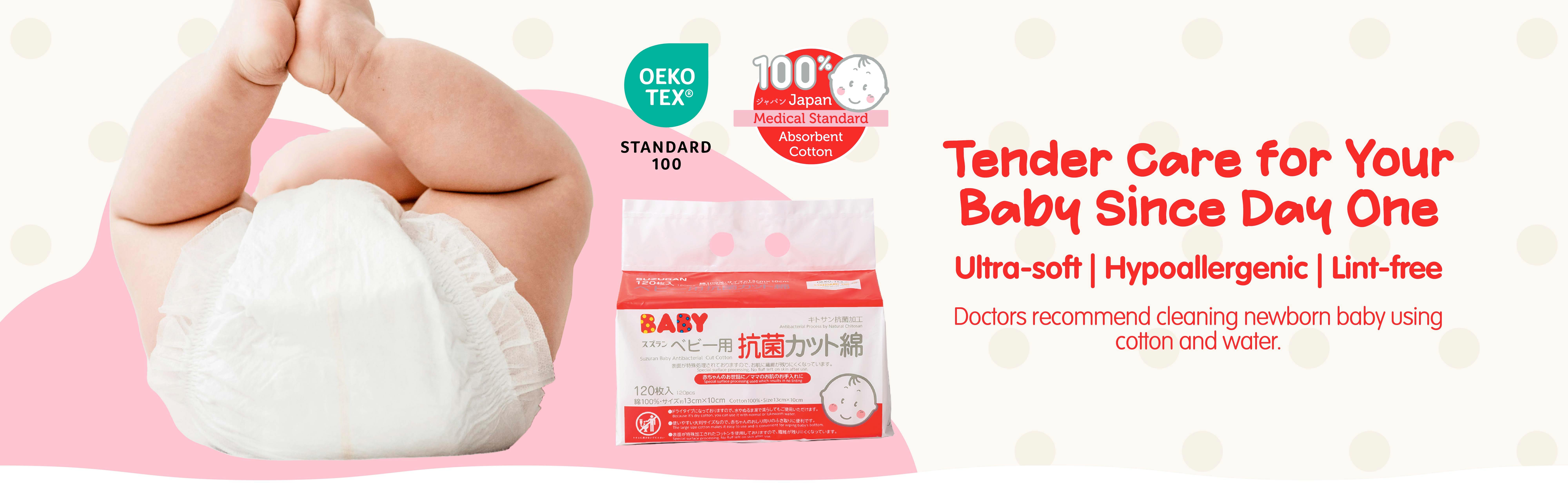 {"default":"Suzuran Baby Antibacterial Cut Cotton - Tender Care For your baby Since Day One."}
