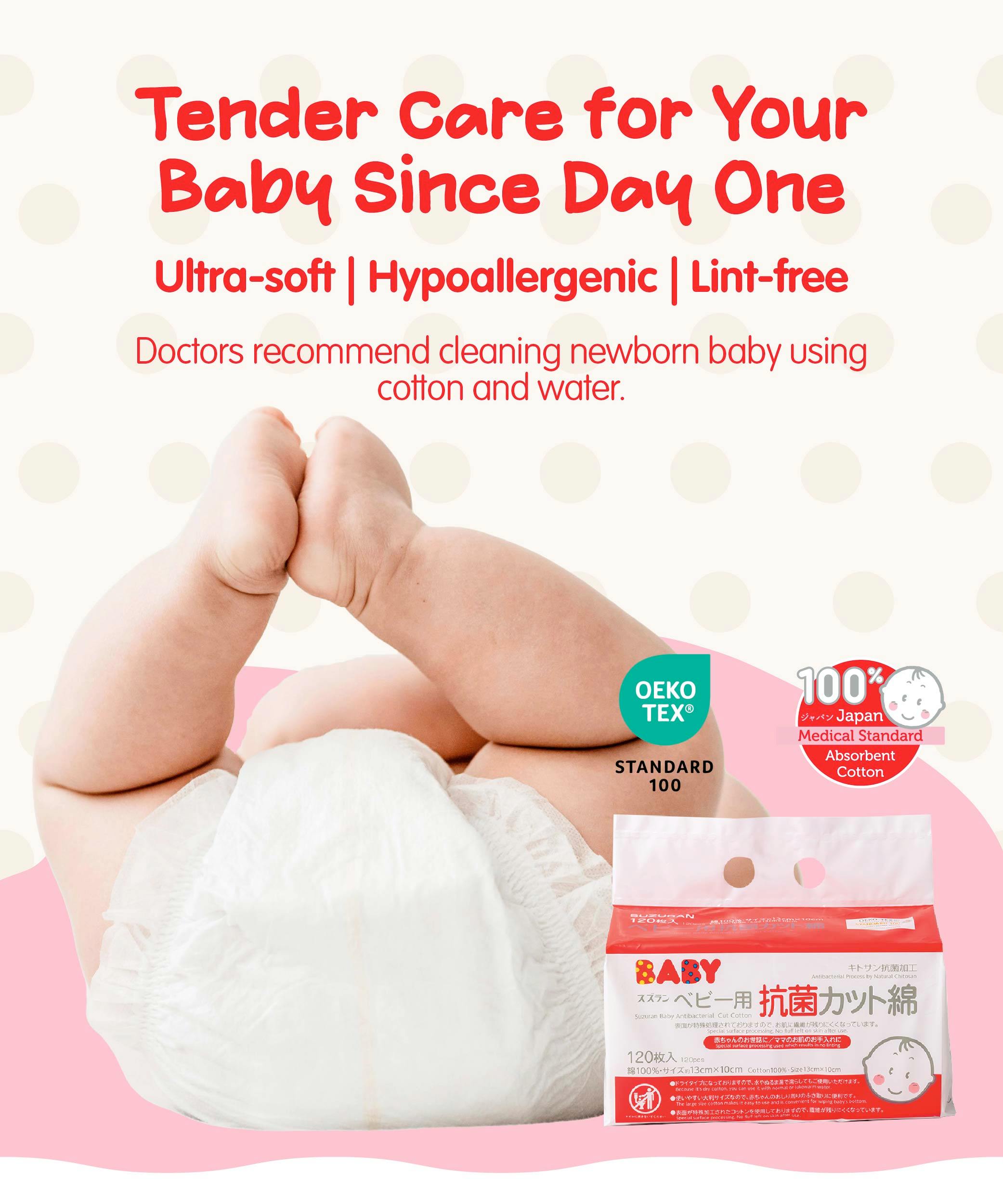 {"default":"Suzuran Baby Antibacterial Cut Cotton - Tender Care For your baby Since Day One. "}
