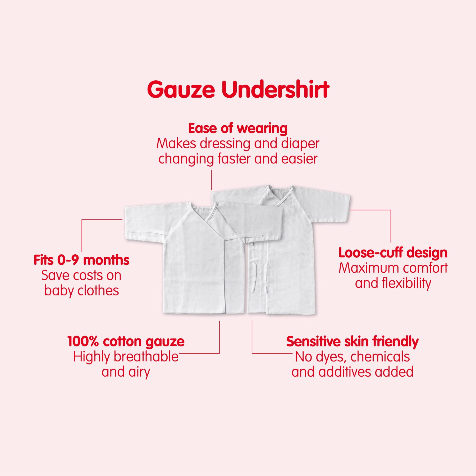 Gauze Undershirt 2 pcs (0-9 months)-Little Good Life