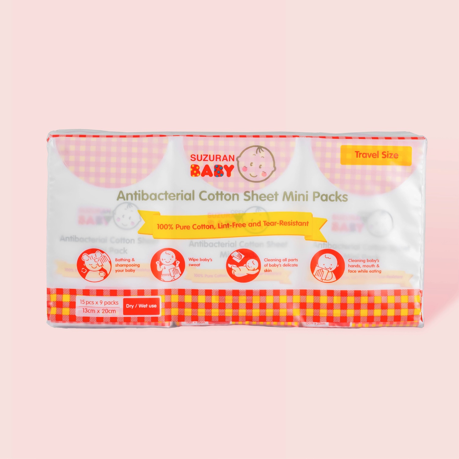 Antibacterial Cotton Sheet Mini Pack 15pcs - 9 pkts