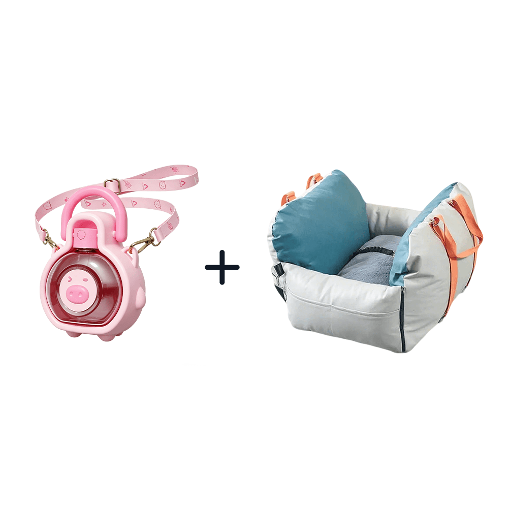 【GW限定・ドライブセット】 ペットキャリーバッグ ＋ ぷっくりブタさん水筒｜快適な旅をプレゼント