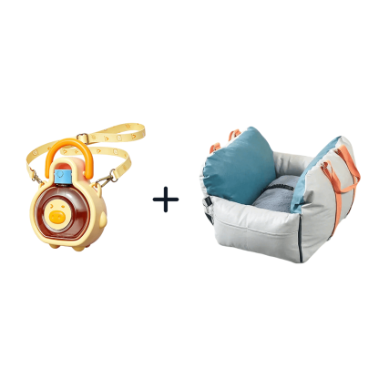 【GW限定・ドライブセット】 ペットキャリーバッグ ＋ ぷっくりブタさん水筒｜快適な旅をプレゼント