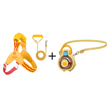 【GW限定・お出かけセット】サドル型ハーネス ＋ ぷっくりブタさん水筒｜アクティブ派の必須アイテム！