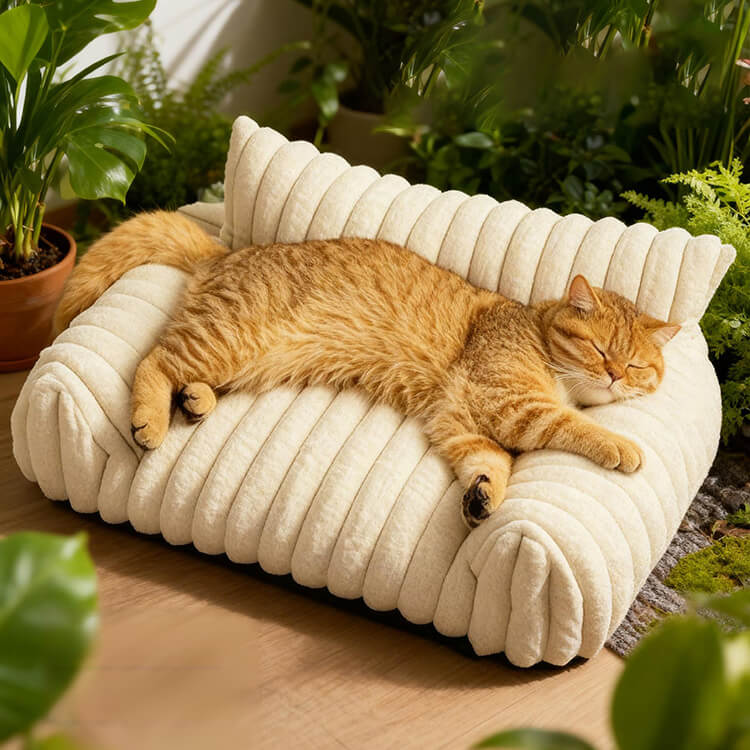 雲ごこちソファベッド ペットベッド 犬猫用 冬用 ふわふわあったか ぬくぬく保温 ミルクファイバー 高反発 体圧分散 関節保護 首サポート 頚椎保護 洗濯OK 滑り止め ヘタりにくい ぐっすり安眠 快眠 小型犬 中型犬-Giipet