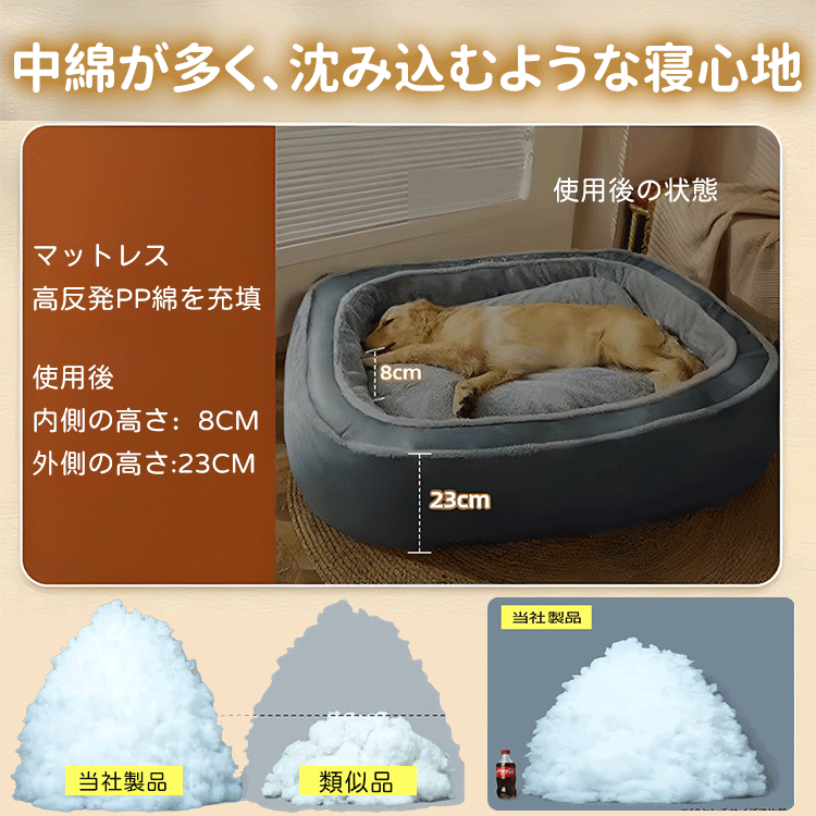 Giipet-大型犬用ベッド 犬用ベッド 猫ベッド ペットベッド ペットソファー ペットクッション 寒さ対策 枕付き クッション性が 高反発 猫 小型犬 中型犬 高齢犬 多頭飼い 取り外せるカバー 