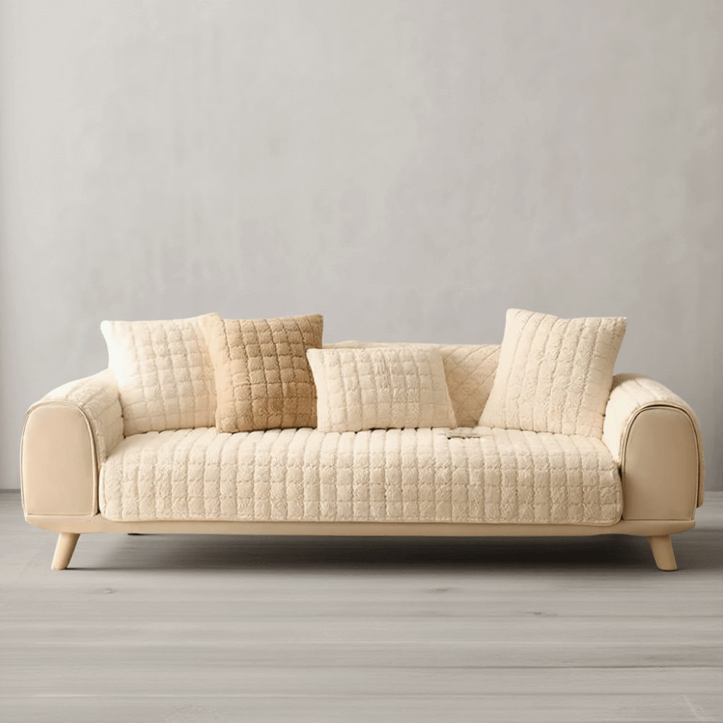 ビスケット模様のふわふわボアソファカバー-Giipet