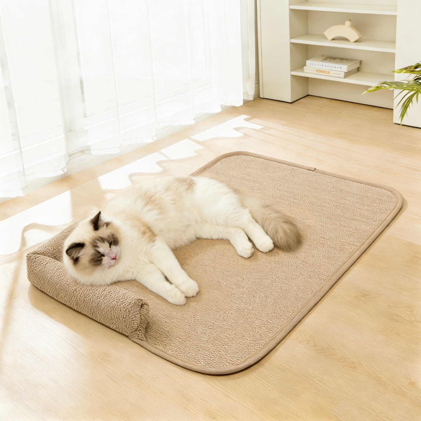 Giipet-爪とぎできる天然サイザル猫用マット 天然麻 破れにくい耐久設計 抜け毛 ゴミが散らからずお手入れ簡単 快適なスリーピングマット