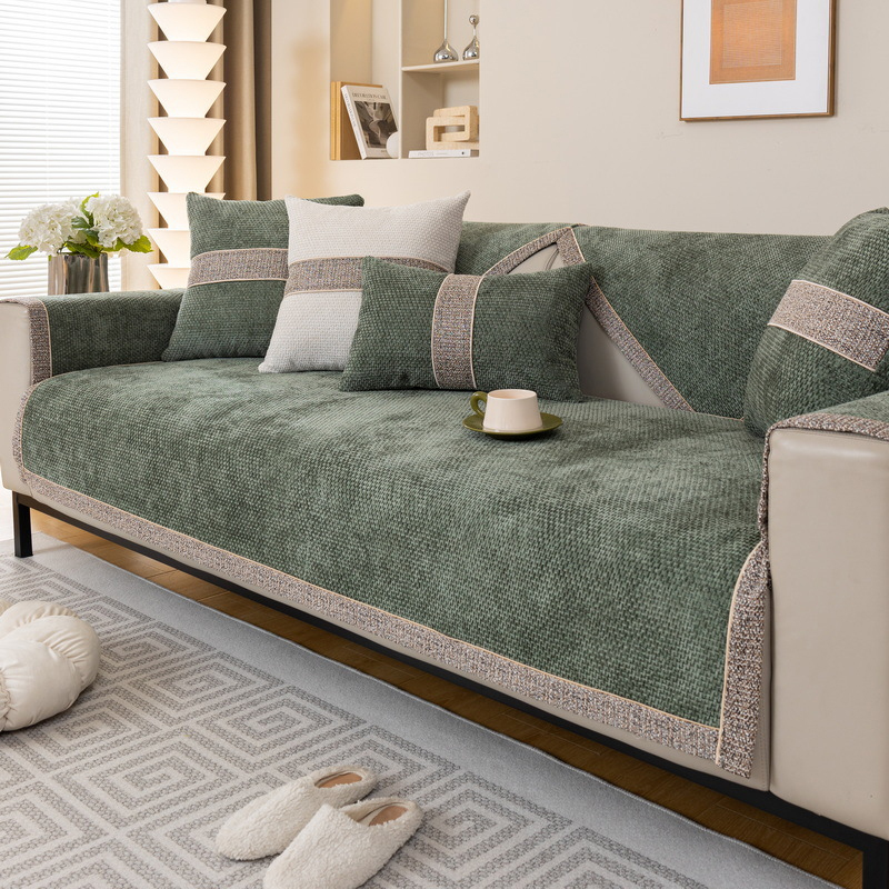 四季通用シェニール織り滑り止めソファカバー 高密度 ソファーパッド マルチカバー ふわもち 防ダニ 静電気防止 洗える ペット 犬 猫 爪とぎ防止 傷防止 高耐久 ズレない 通気性 無臭 オールシーズン対応 選べる5色 モダン おしゃれ