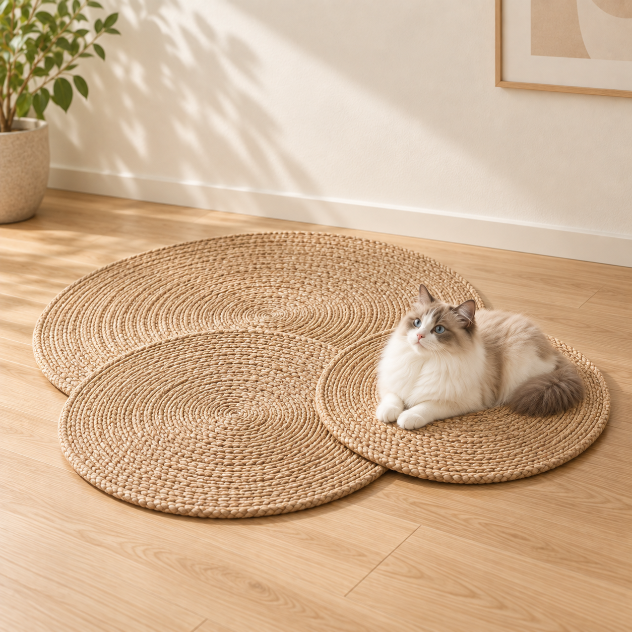 猫用爪とぎマット｜天然サイザル・家具保護・耐久設計｜ラウンド型｜Giipet