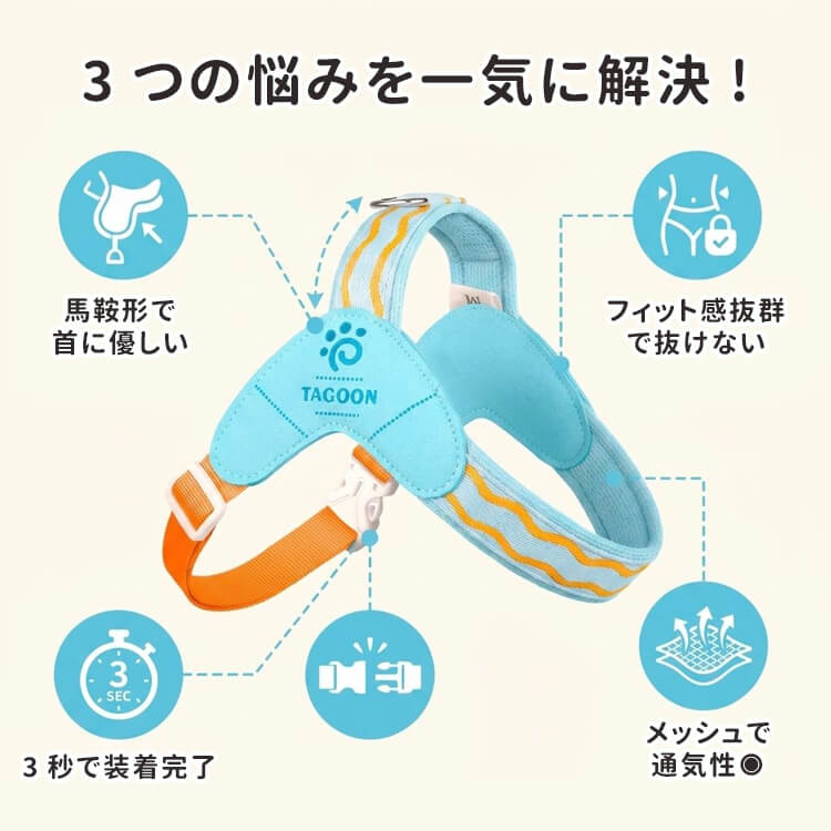 サドル型 ハーネスセット リードセット 引っ張り防止 抜けにくい 首に優しい 気管虚脱防止 胴轮 メッシュ 通気性 3秒装着 簡単着脱 小型犬 中型犬 大型犬 5色 おしゃれ お散歩 外出