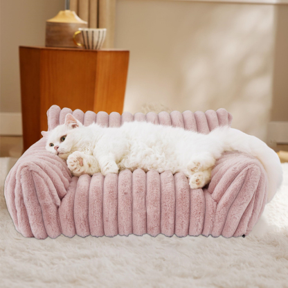 雲ごこちソファベッド ペットベッド 犬猫用 冬用 ふわふわあったか ぬくぬく保温 ミルクファイバー 高反発 体圧分散 関節保護 首サポート 頚椎保護 洗濯OK 滑り止め ヘタりにくい ぐっすり安眠 快眠 小型犬 中型犬-Giipet