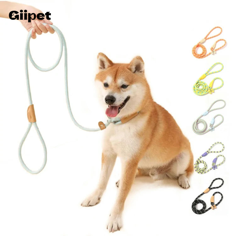 giipet-犬リード　ナイロン製　飛出し防止　マカロンカラー　手を締めつけない