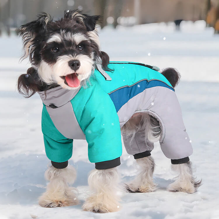 ペット用保温ジャケット 犬服 ドッグウェア 北極ファー ふわふわ裏地 秋冬 防寒 防水 防風 防雪 -30℃対応 保温 軽量 3秒着脱 ストレスフリー 反射材付き 写真映え バイカラー 股下ゆったり 小型犬 中型犬 寒さ対策-Giipet