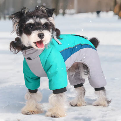 ペット用保温ジャケット 犬服 ドッグウェア 北極ファー ふわふわ裏地 秋冬 防寒 防水 防風 防雪 -30℃対応 保温 軽量 3秒着脱 ストレスフリー 反射材付き 写真映え バイカラー 股下ゆったり 小型犬 中型犬 寒さ対策-Giipet