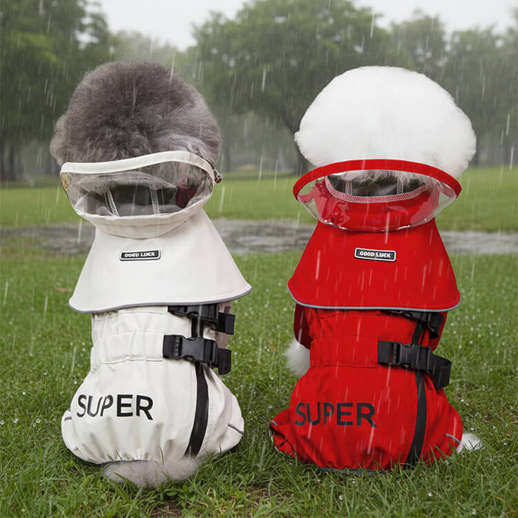 犬用レインコート ハーネス一体型 四脚タイプ 全身カバー 防水 防風 反射材付き 蒸れにくい 快適設計 着脱簡単 フルジップ 動きやすい ゆったり 通気性抜群 S-XXL 小型犬 中型犬 大型犬 春夏秋冬 散歩楽々-Giipet