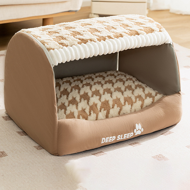 Giipet-引き出し型ペットベッド 犬 猫 ペット ベッド 通年 オールシーズン 洗える かわいい おしゃれ 小型犬 中型犬 大型犬 クッション(グレー, L)